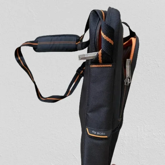 Solo New York Ace Slim 15.6" Laptop Briefcase, Black/Orange Polyester - Picture 5 of 5